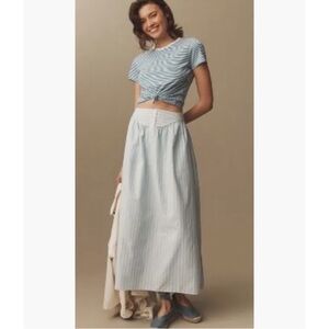 NWT Anthropologie x Mare Mare Drop-Waist Skirt Blue White Size S